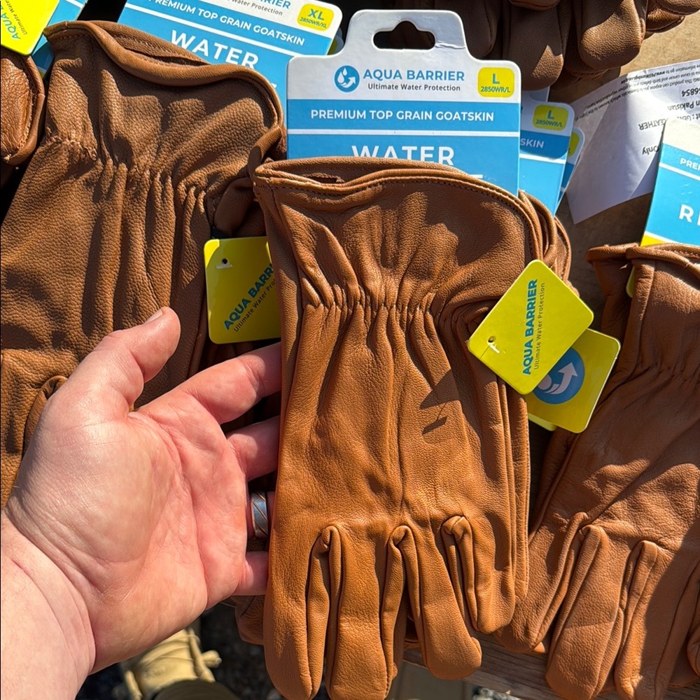 Aqua Barrier Brown Leather Gloves